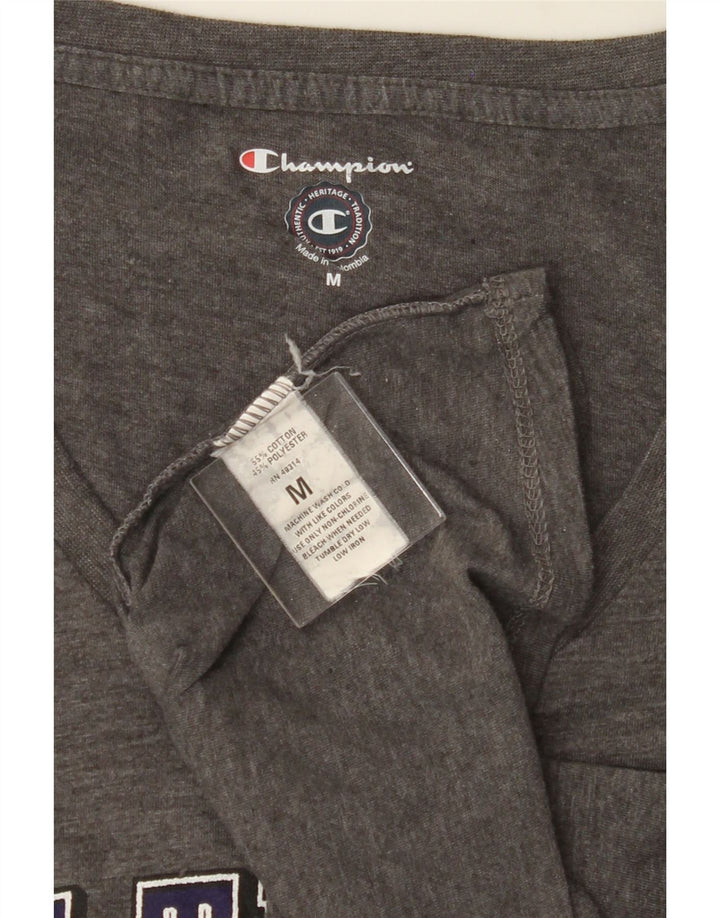CHAMPION Womens Graphic T-Shirt Top UK 12 Medium Grey Cotton Vintage Champion and Second-Hand Champion from Messina Hembry 