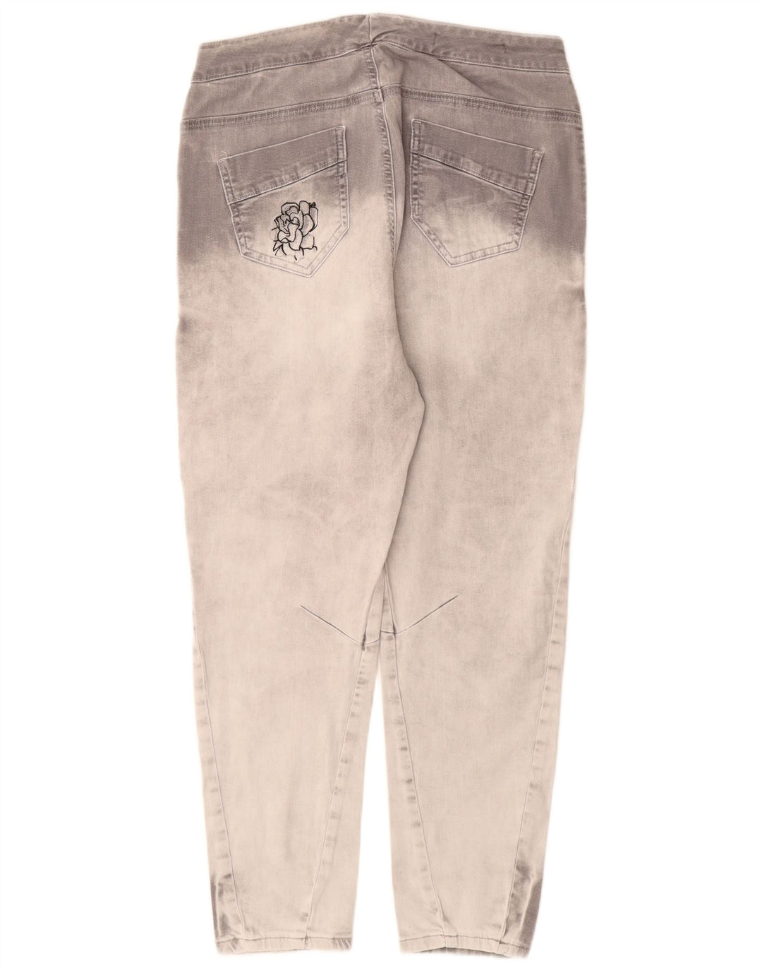 DESIGUAL Damen Crop Slim Jeans Large W34 L26 Graue Batik-Baumwolle