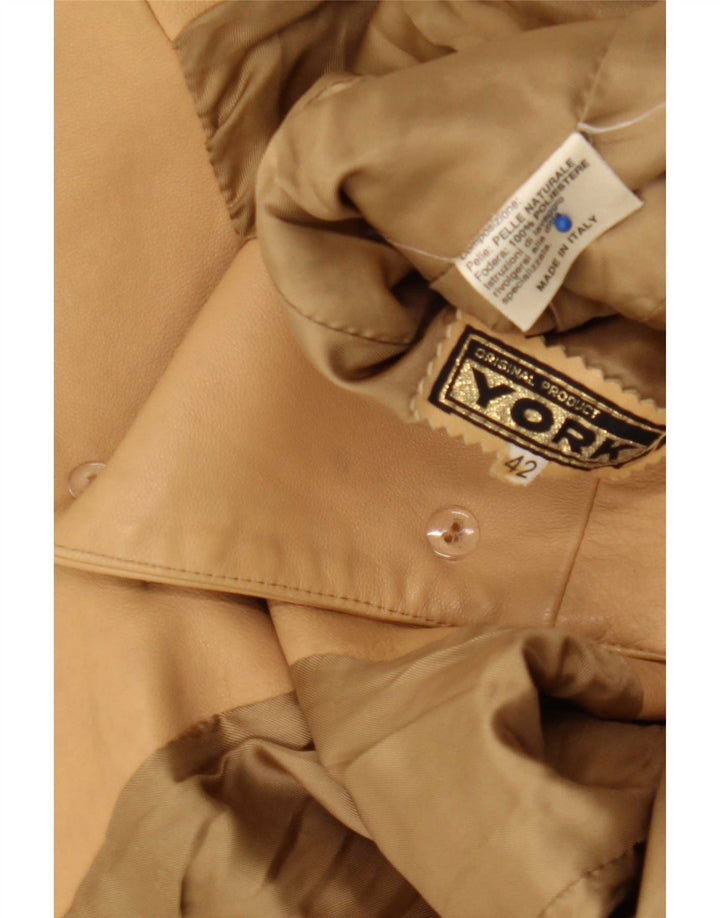 York Damen Lederjacke IT 42 Medium Beige
