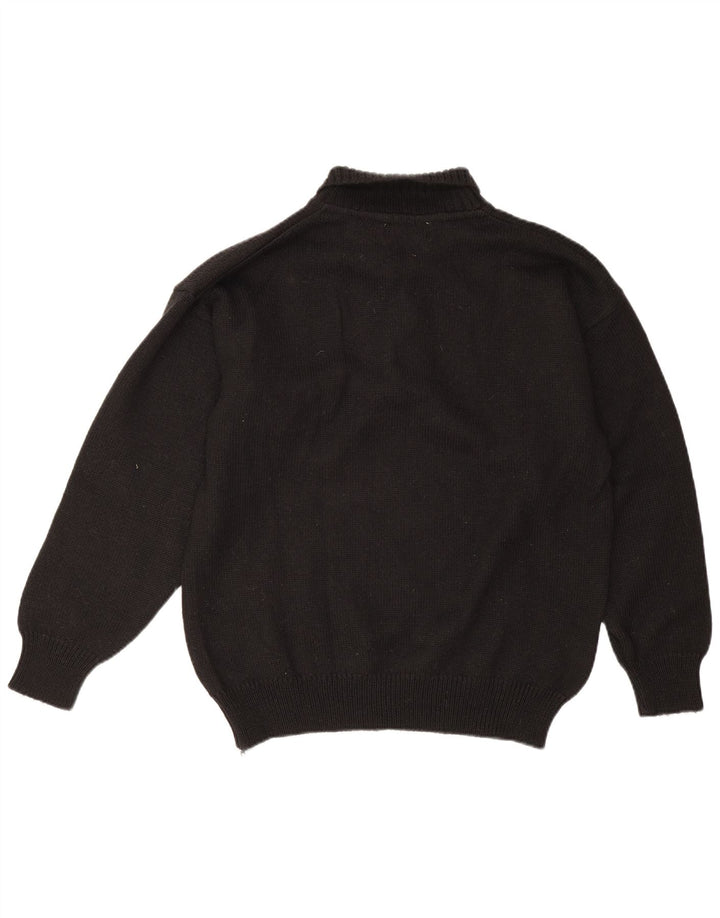 Settebello Herren-Pullover mit Rollkragen, groß, aus schwarzer Wolle