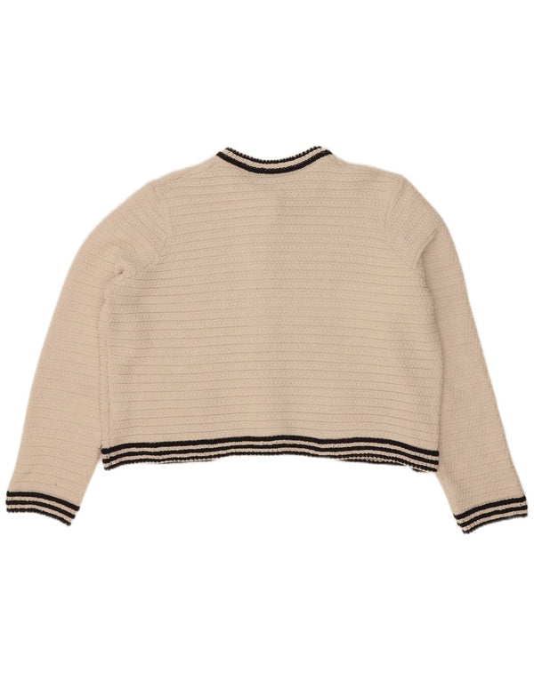 Marks & Spencer Damen Crop Cardigan Pullover UK 16 Large Off White gestreift