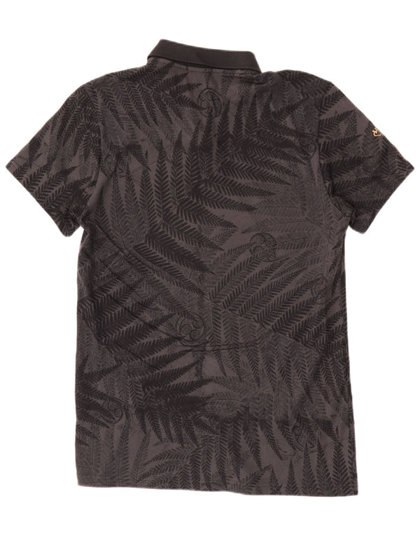 Adidas Mens All Blacks Graphic Polo Shirt Small Black Floral Cotton