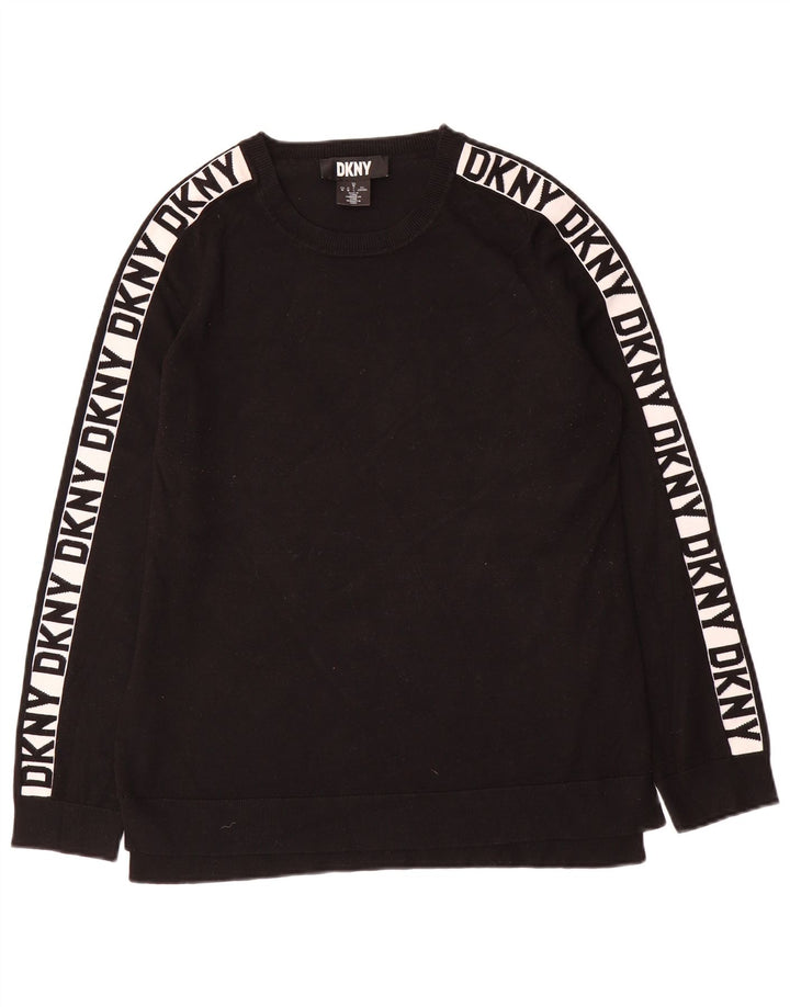 Dkny Womens Graphic Sweatshirt Pullover UK 12 Mittelschwarze Viskose