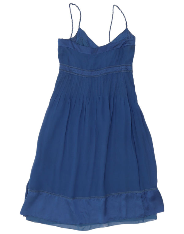 Karen Millen Damen Sommerkleid UK 10 Small Marineblaue Seide