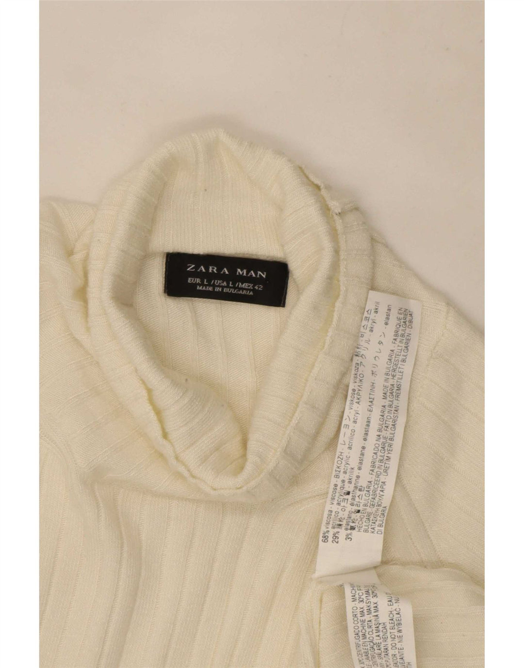 Rollkragenpullover für Herren von Zara, groß, weiße Viskose