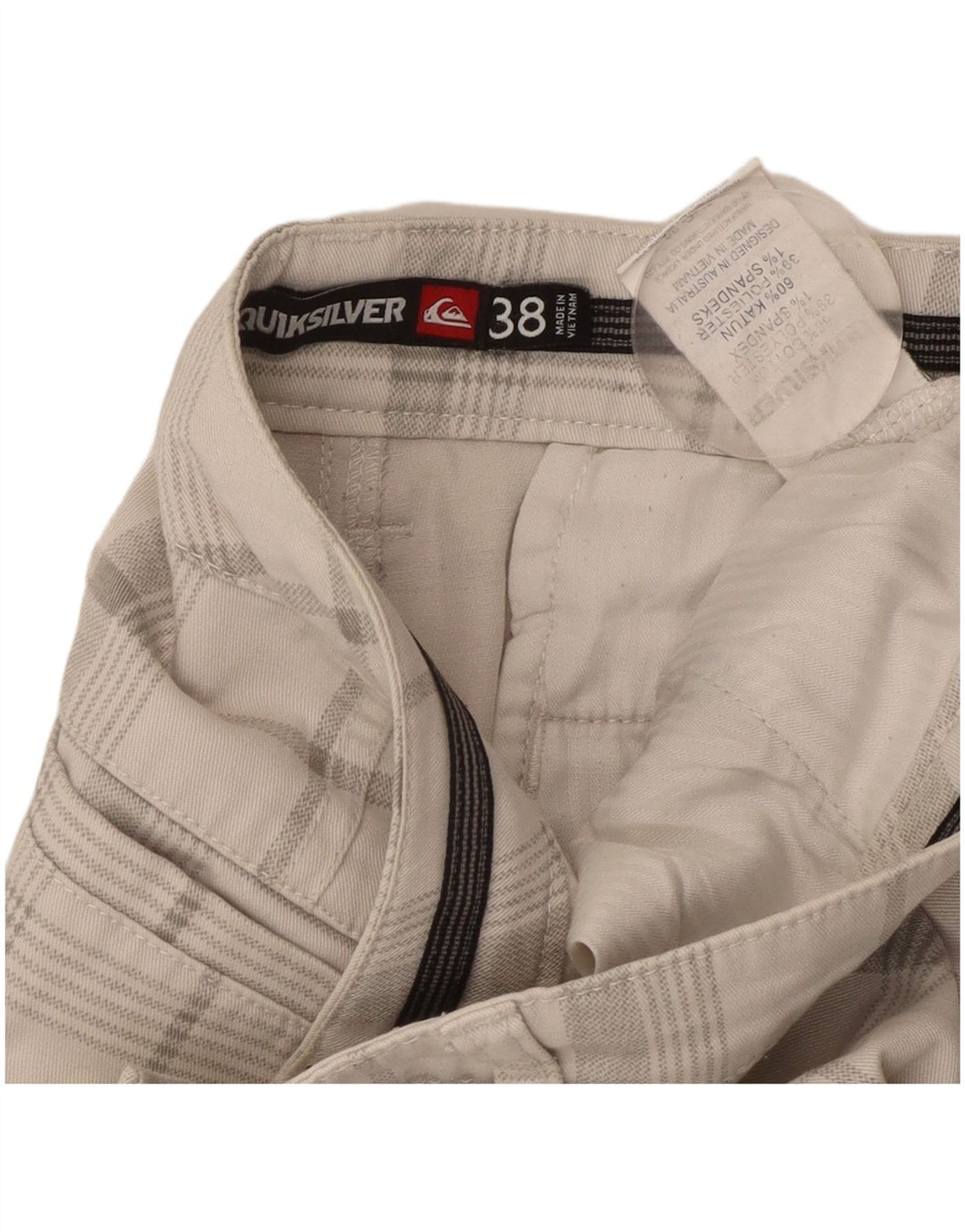 QUIKSILVER Herren-Chinoshorts W38 XL weiß karierte Baumwolle