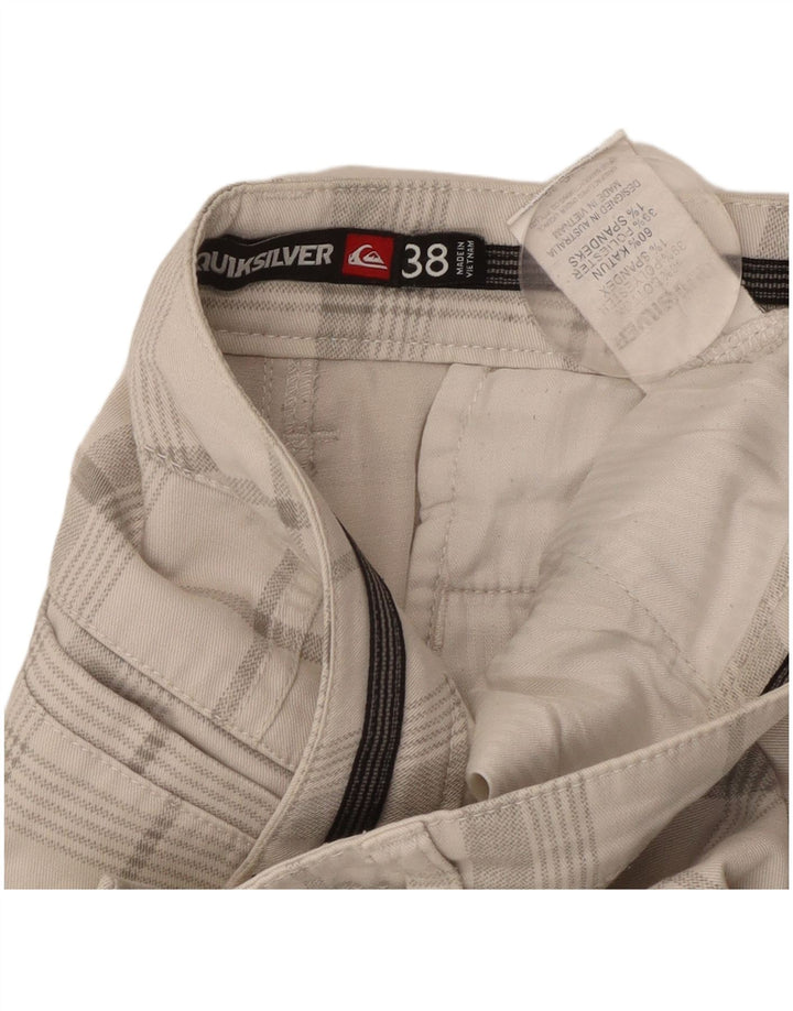 QUIKSILVER Herren-Chinoshorts W38 XL weiß karierte Baumwolle