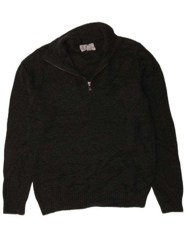 Marks & Spencer Mens Zip Neck Jumper Sweater Medium Green Lambswool