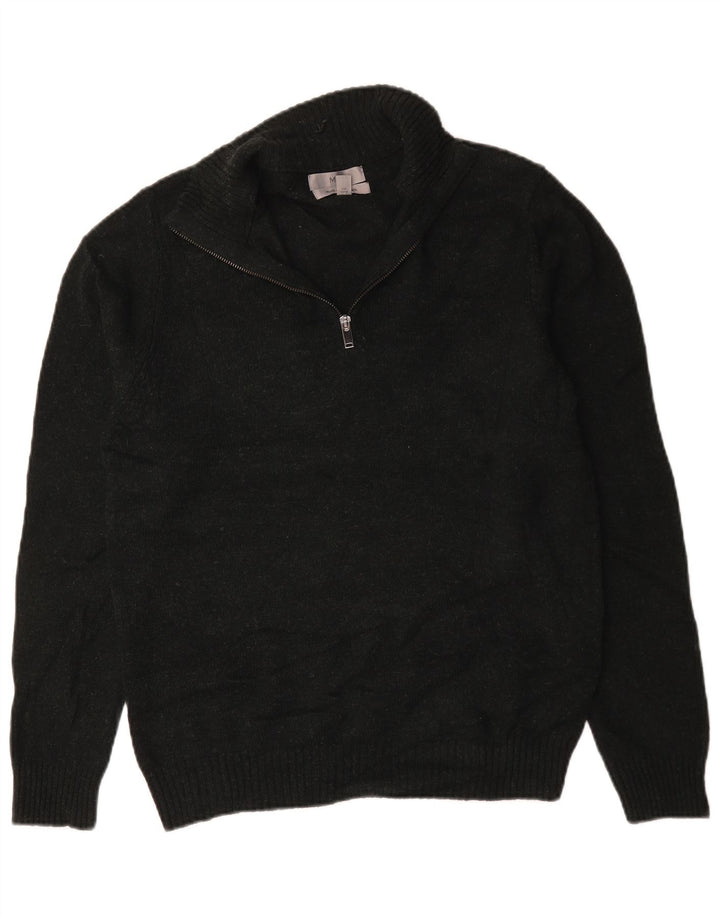 Marks & Spencer Mens Zip Neck Jumper Sweater Medium Green Lambswool