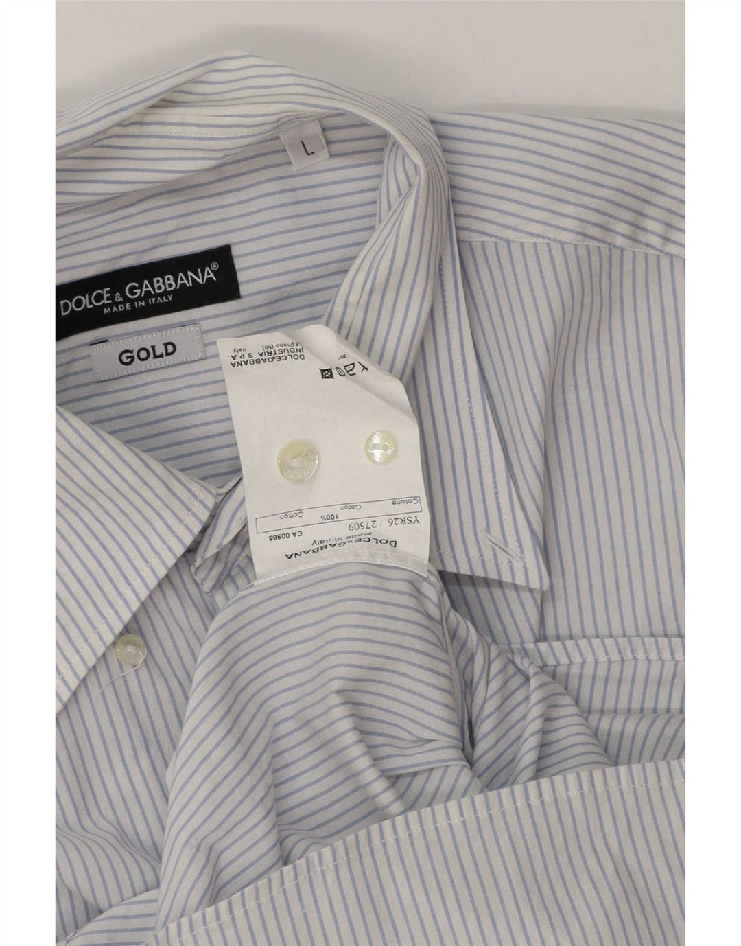 Dolce & Gabbana Herrenhemd, groß, blaue Nadelstreifen-Baumwolle