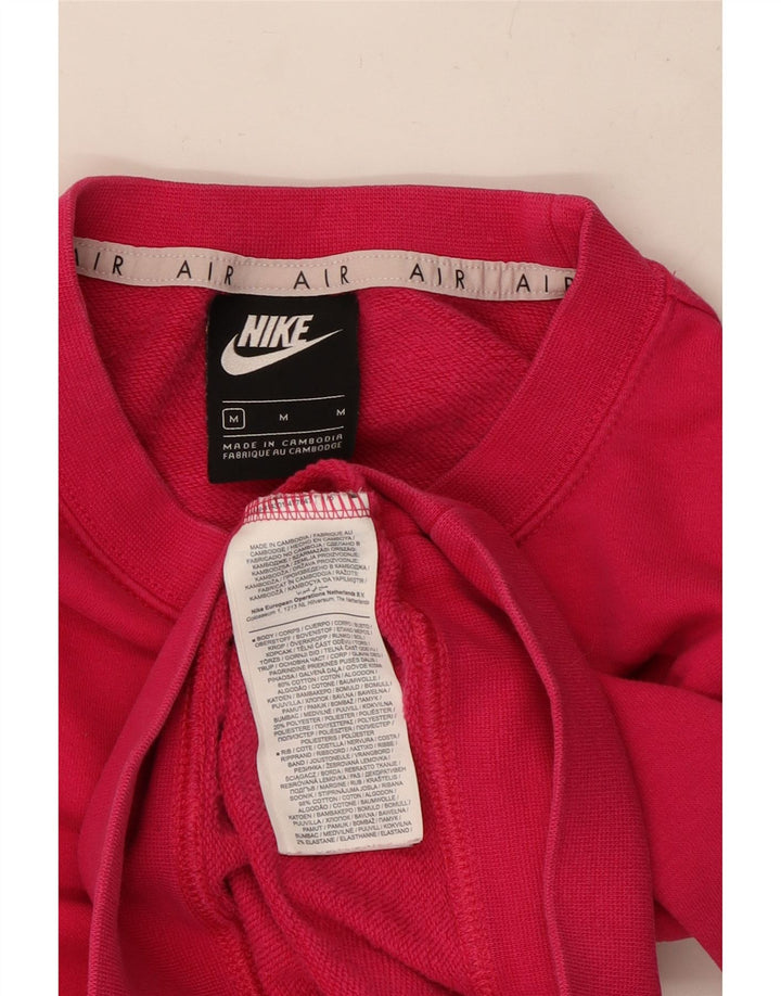 Nike Damen Crop Graphic Sweatshirt Pullover UK 14 Mittelrosa Baumwolle