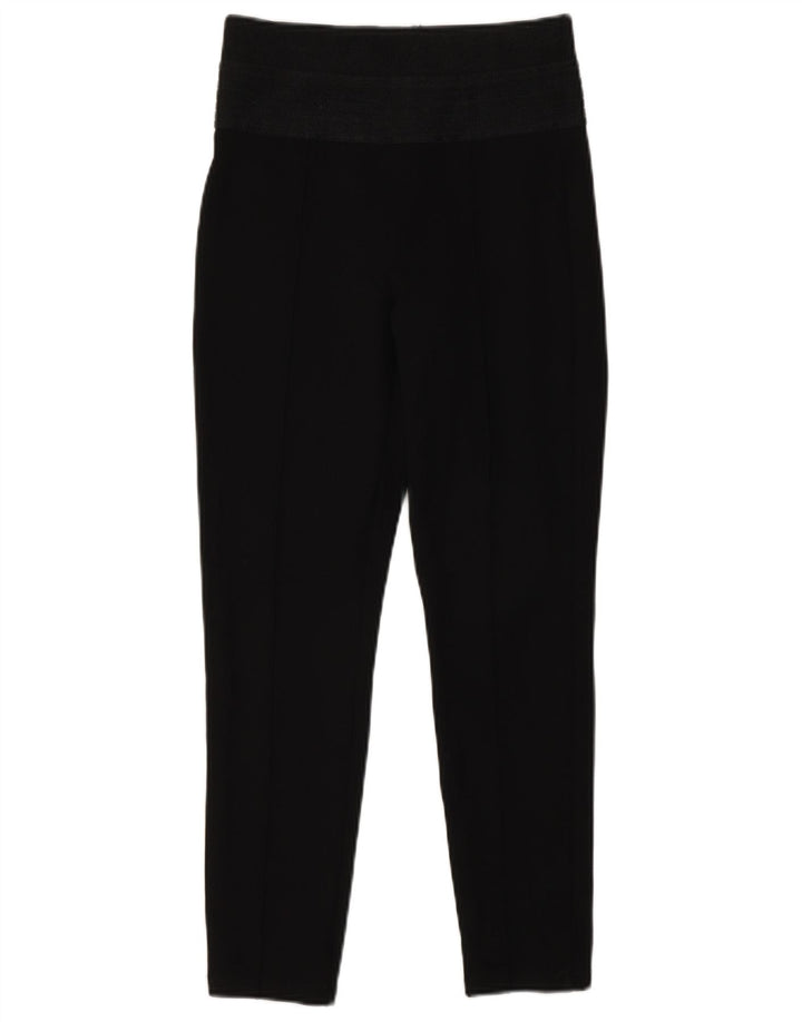 Zara Damen Crop Leggings UK 8 Small Schwarz Fischgrätenmuster