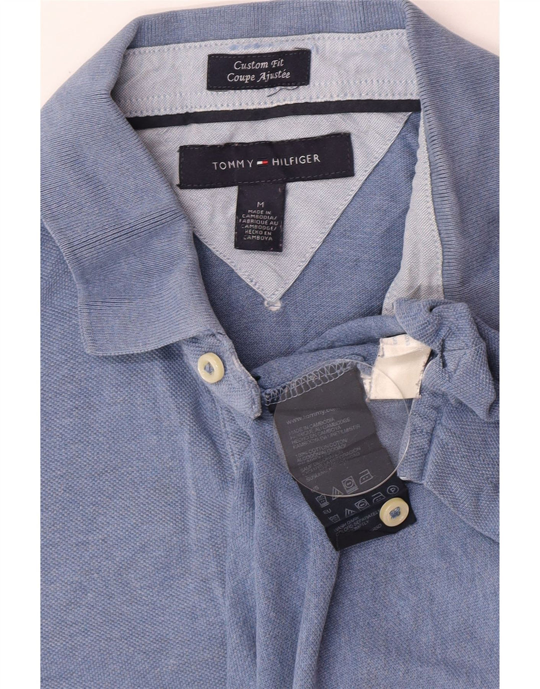 Tommy Hilfiger Herren-Poloshirt mit individueller Passform, mittelblaue Baumwolle