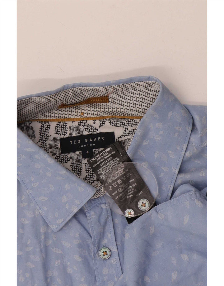 Ted Baker Herrenhemd, Größe 4, groß, blau, geblümt, Baumwolle
