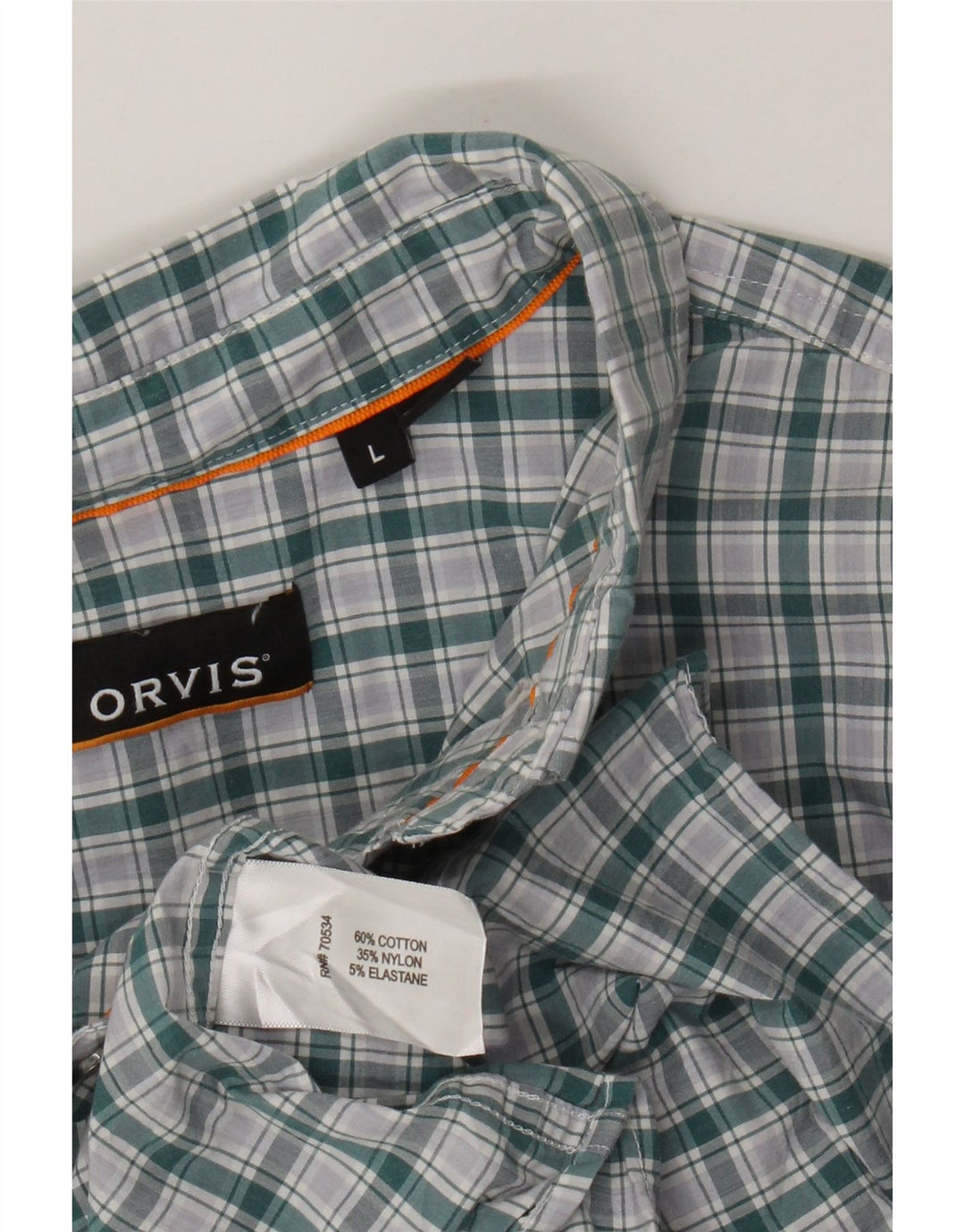 Orvis Herrenhemd, groß, grün kariert, Baumwolle
