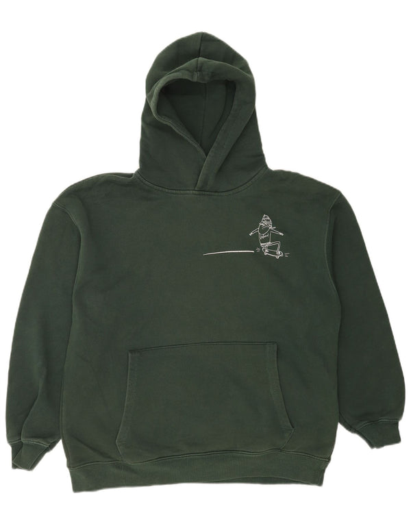 Zara Jungen-Kapuzenpullover mit Grafik, 13–14 Jahre, grüne Baumwolle