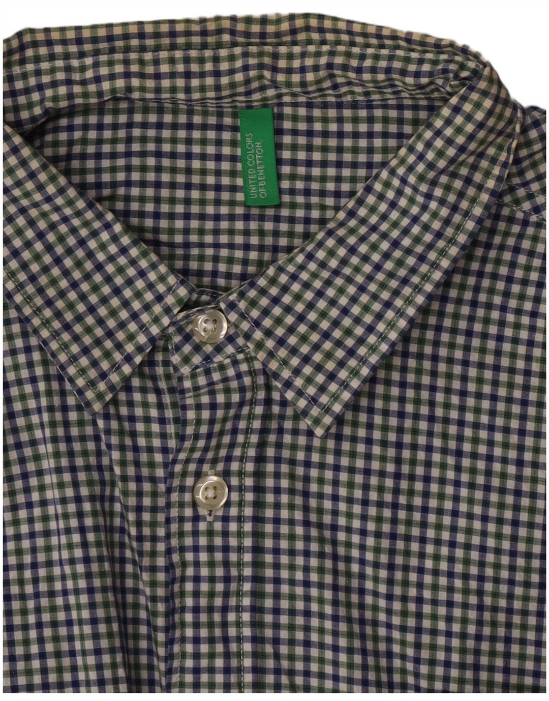 Benetton Herren Kurzarmhemd Medium Mehrfarbig Gingham
