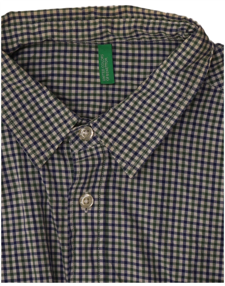 Benetton Herren Kurzarmhemd Medium Mehrfarbig Gingham