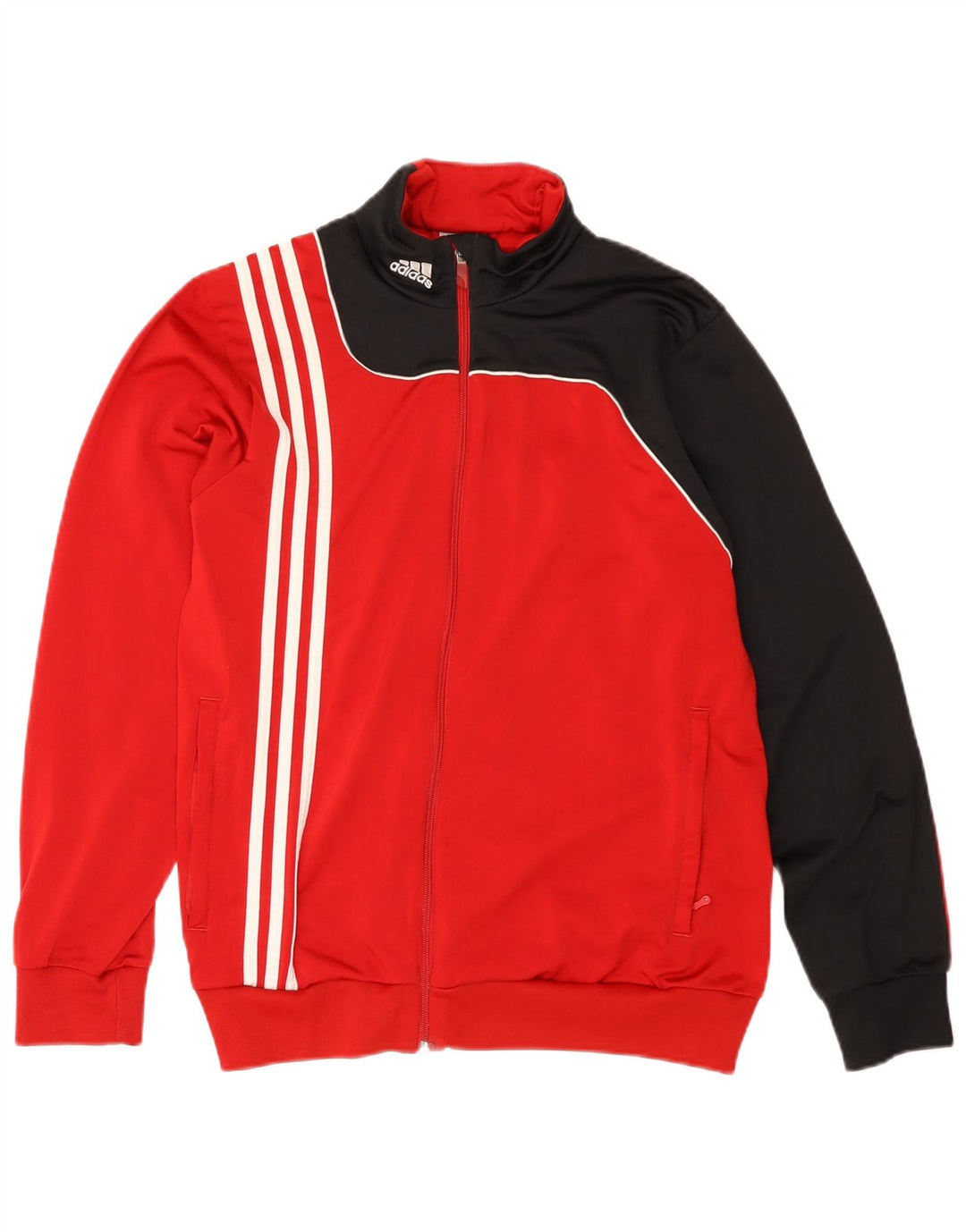 ADIDAS Herren-Trainingsanzug-Oberteiljacke UK 38/40 Mittelrotes Colourblock-Polyester