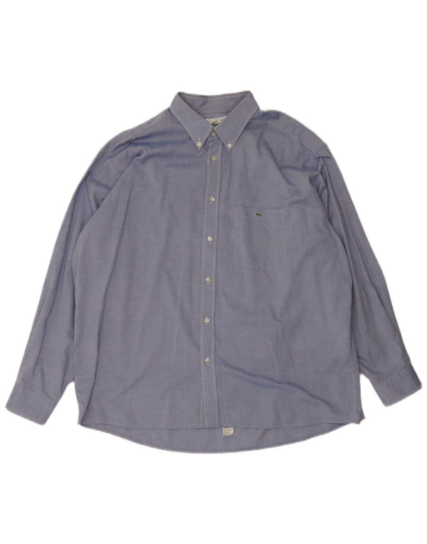 Lacoste Herrenhemd Größe 45 XL Blaue Baumwolle