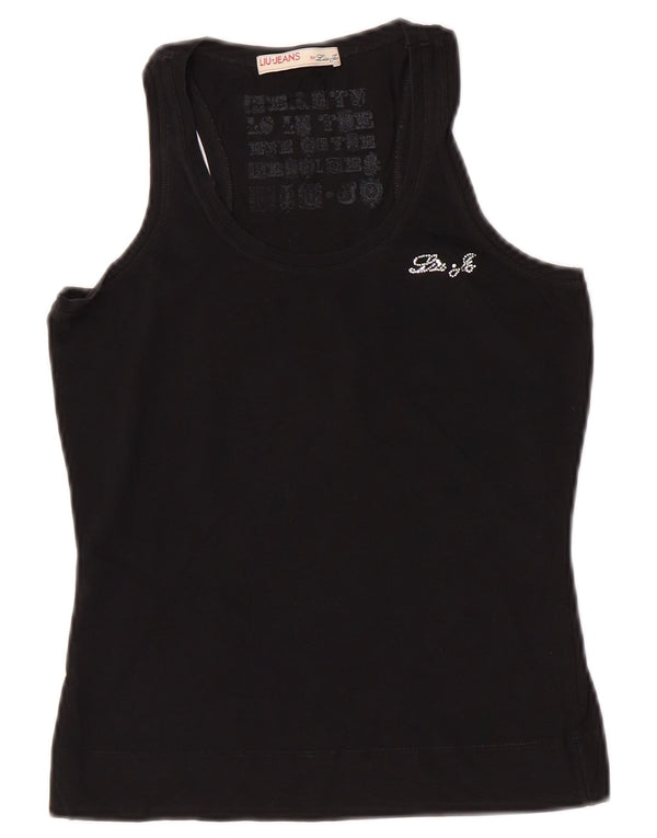 Liu Jo Damen Weste Top UK 6 XS Schwarz Baumwolle