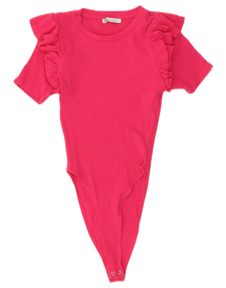 Zara Damen-Body UK 10, Größe S, Rosa, Baumwolle