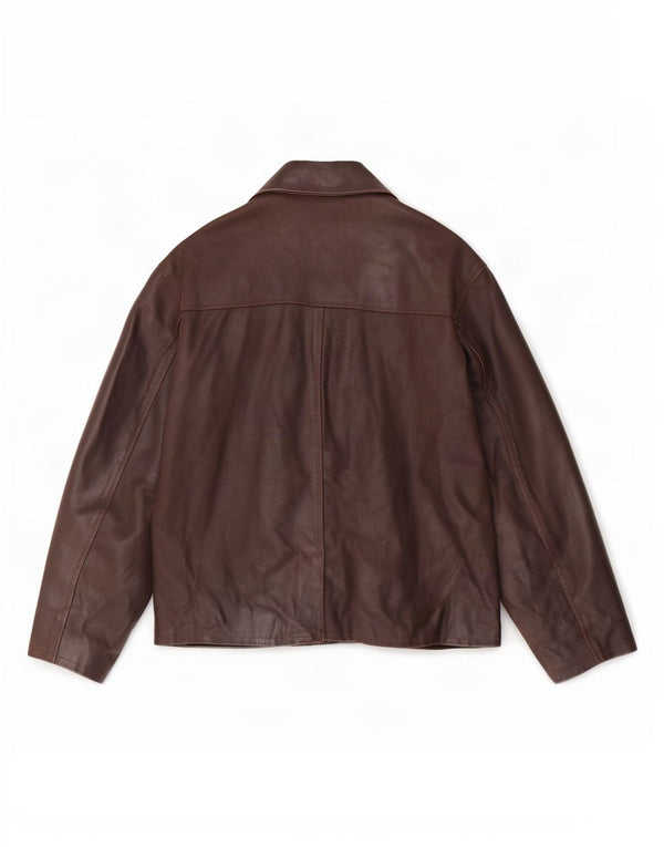 Vintage Mens 3 Button Leather Blazer Jacket UK 38 Medium Brown