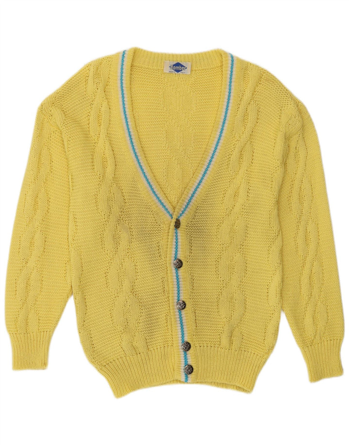 Vintage Herren Cardigan Pullover Mittelgelb