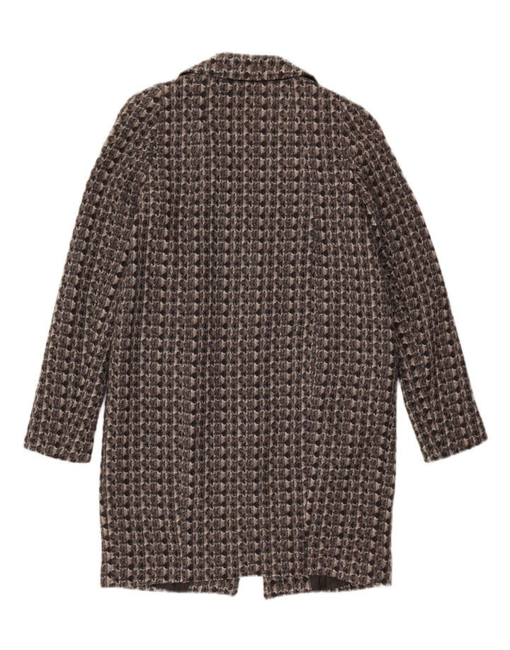 Benetton Damen Mantel IT 42 mittelgraue geometrische Wolle