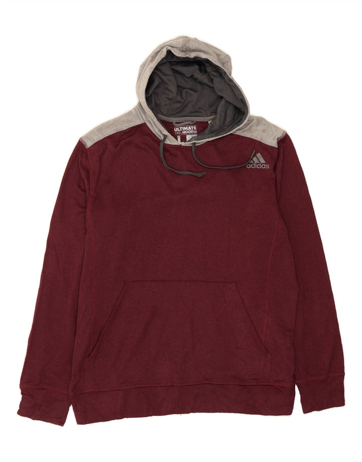 ADIDAS Mens Hoodie Jumper Large Burgundy Colourblock Polyester Vintage Adidas and Second-Hand Adidas from Messina Hembry 
