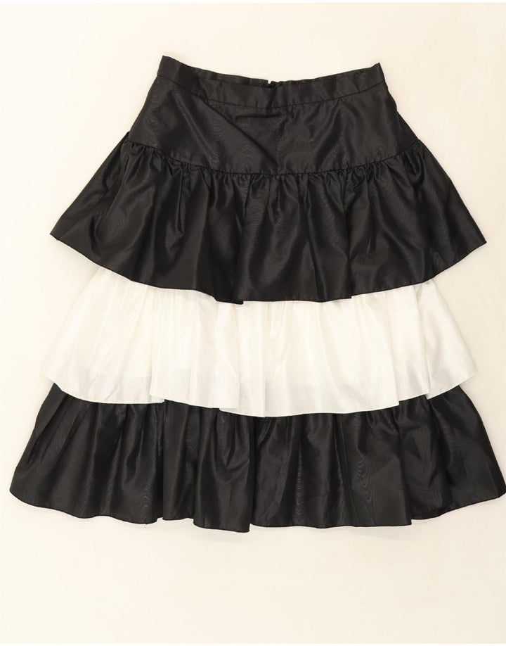 VINTAGE Womens Tiered Skirt IT 42 Medium W30  Black Colourblock Polyester Vintage Vintage and Second-Hand Vintage from Messina Hembry 