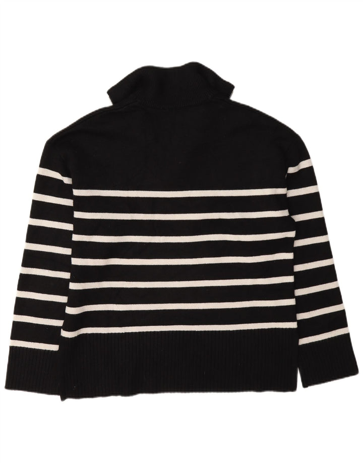 Zara Damen-Pullover, übergroß, mit Reißverschluss, Gr. 10, Größe S, Schwarz, gestreift