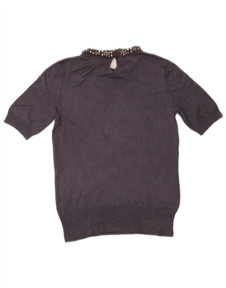 Zara Damen Bluse Top UK 12 Medium Marineblau
