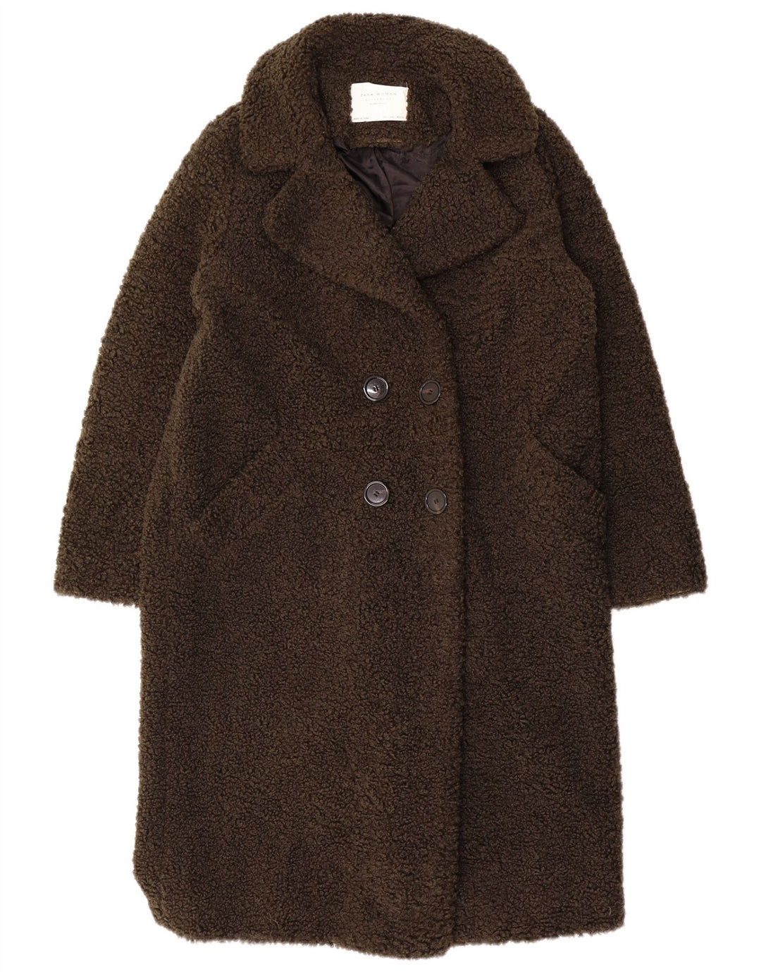 Zara Damen Teddybär-Mantel UK 16 Large Khaki