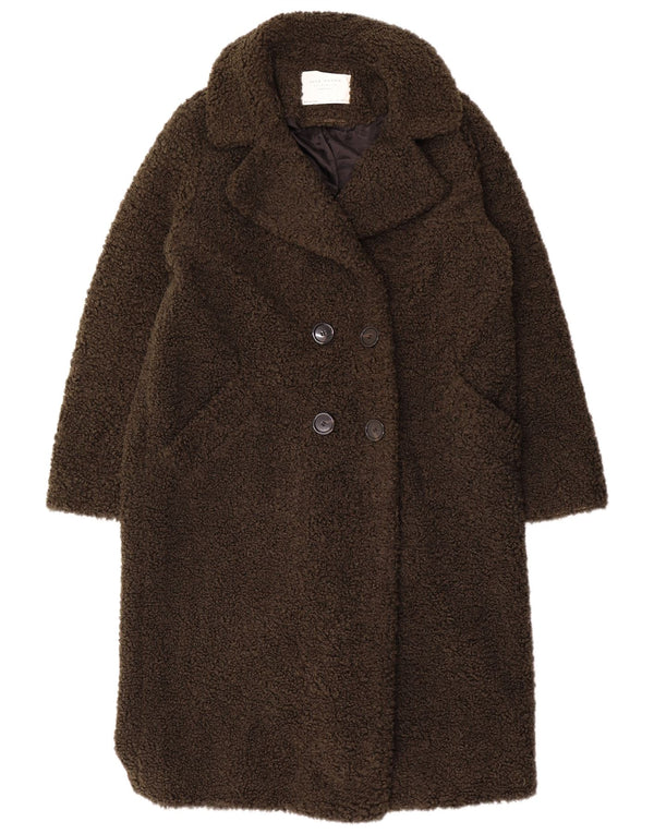 Zara Damen Teddybär-Mantel UK 16 Large Khaki