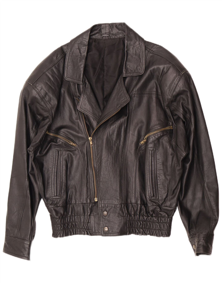 Vintage Herren Lederjacke IT 46 Small Black Biker
