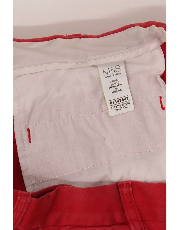 Marks & Spencer Herren-Chinoshorts, W34, Größe L, Rot, Baumwolle