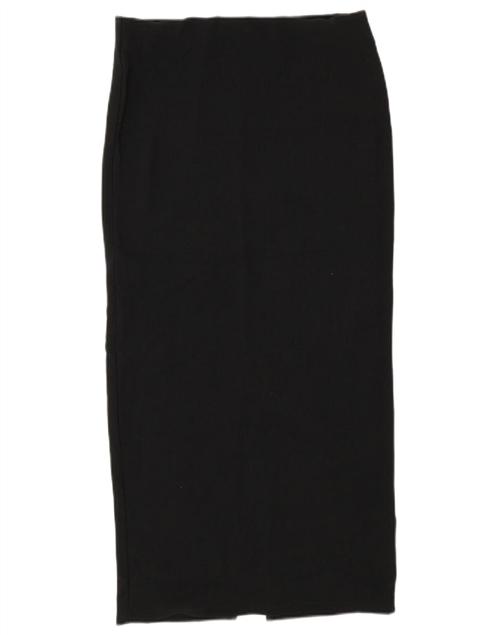 Zara Damen Midirock mit hoher Taille, Größe L, W30, Schwarz, Polyester