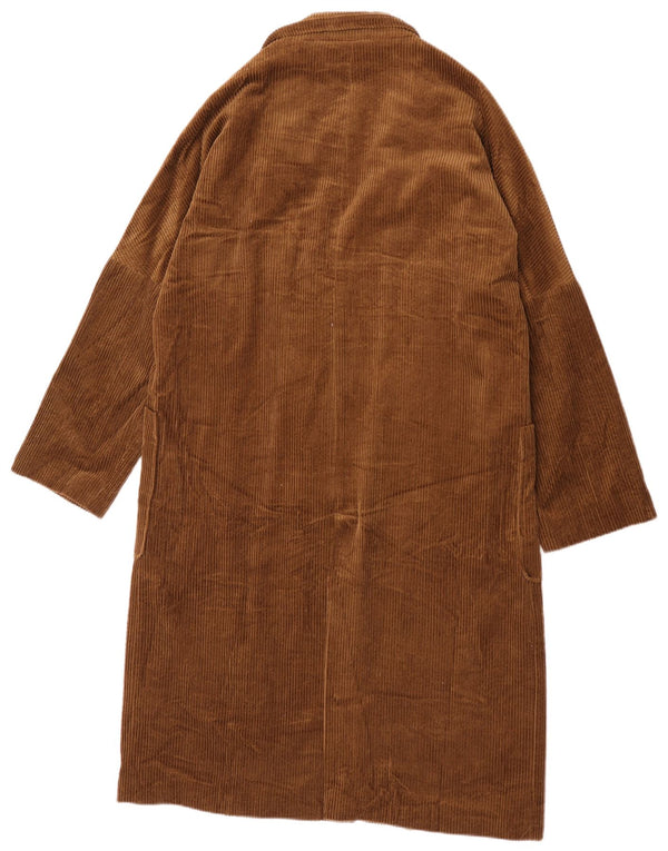Zara Damen Zweireihiger Cordmantel UK 16 Large Khaki Baumwolle