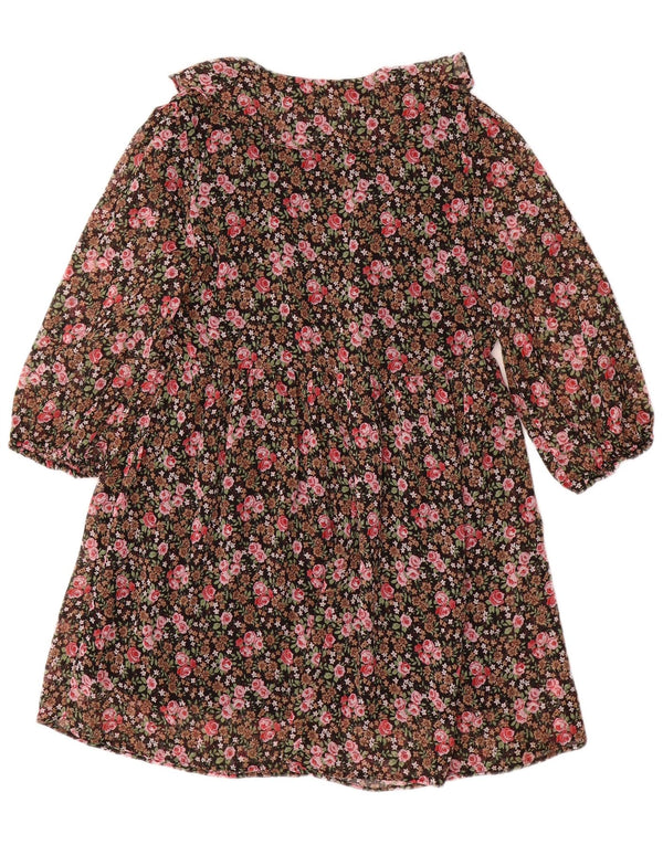 Zara Damen-Kleid in A-Linie mit 3/4-Ärmeln, Gr. 10, Größe S, mehrfarbig, mit Blumenmuster