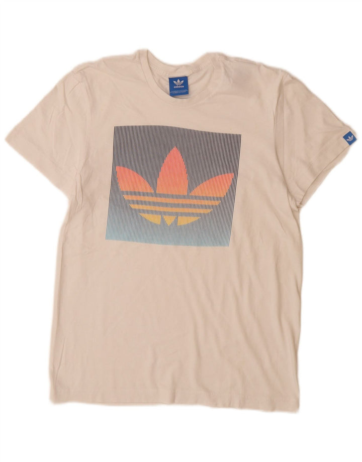 ADIDAS Herren Grafik T-Shirt Top Small Weiße Baumwolle