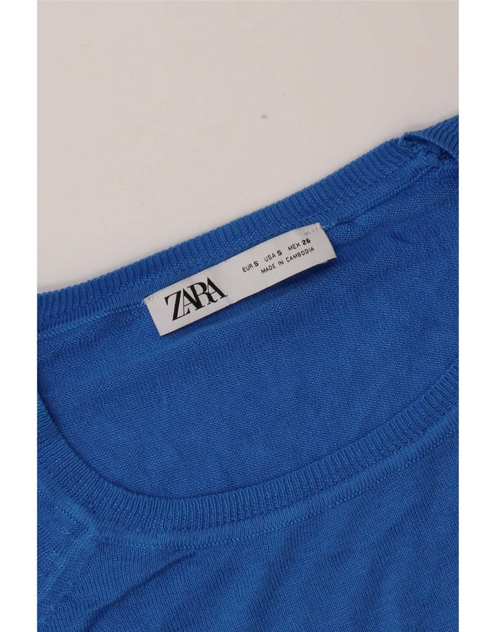 Zara Damen-Pullover, übergroß, U-Boot-Ausschnitt, Gr. 10, Größe S, Blau