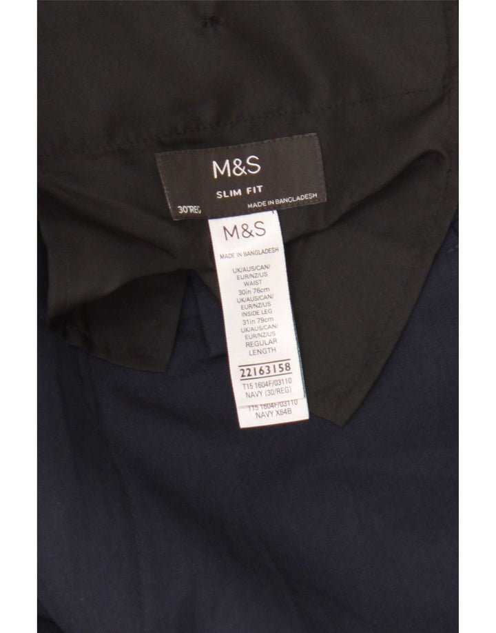 Marks & Spencer Herren Slim Fit Freizeithose W30 L31 Marineblau Polyester