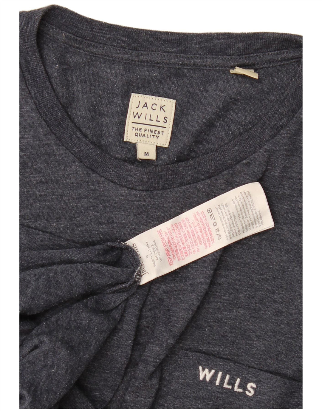 Jack Wills Herren-T-Shirt-Oberteil aus mittelblauer, melierter Baumwolle