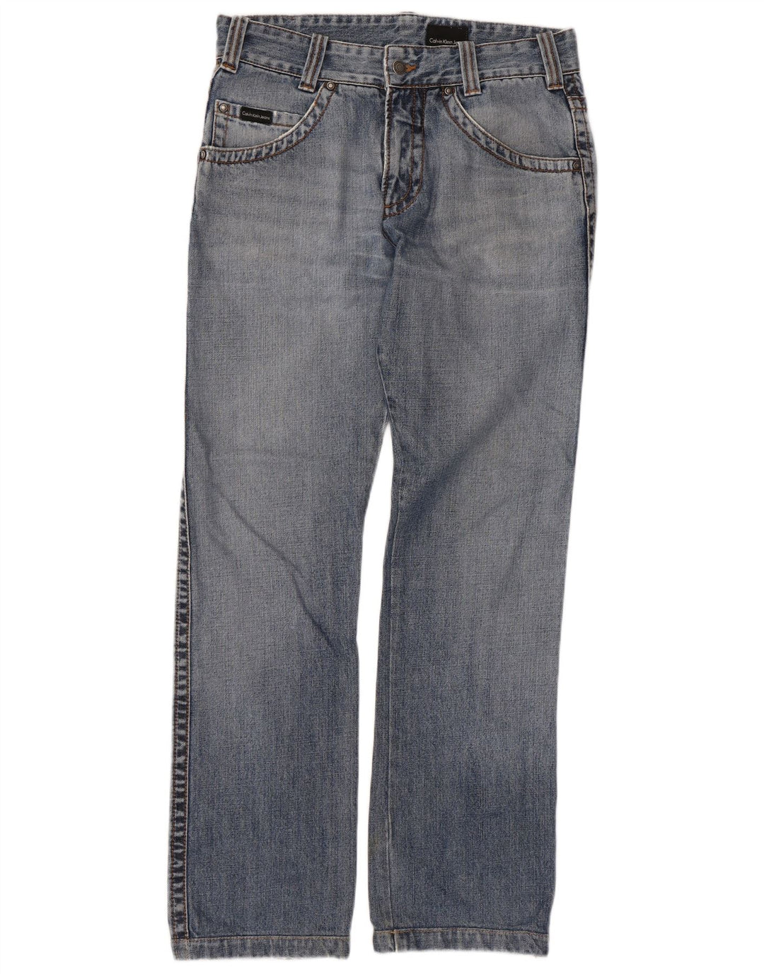 Calvin Klein Damen Straight Jeans W32 L31 Blau