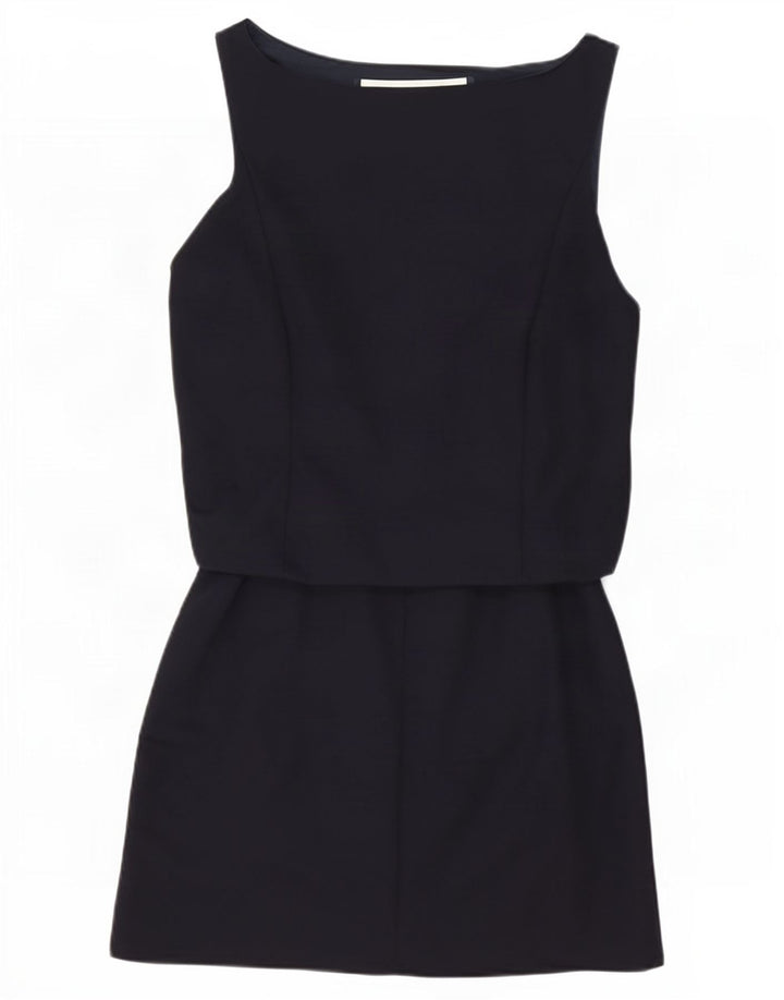 Zara Damen Ärmelloses Etuikleid UK 14 Mittel Marineblau