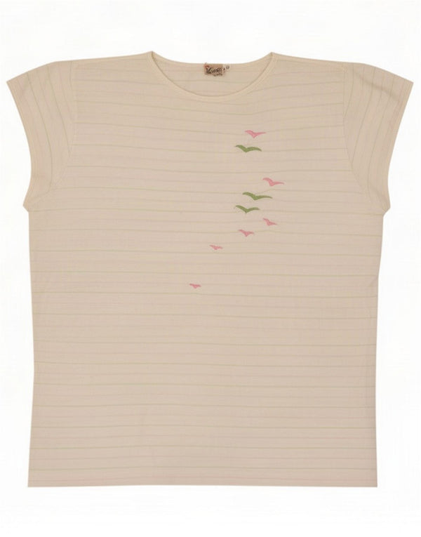 Vintage Damen Grafik T-Shirt Top IT 46 Large Weiß gestreift
