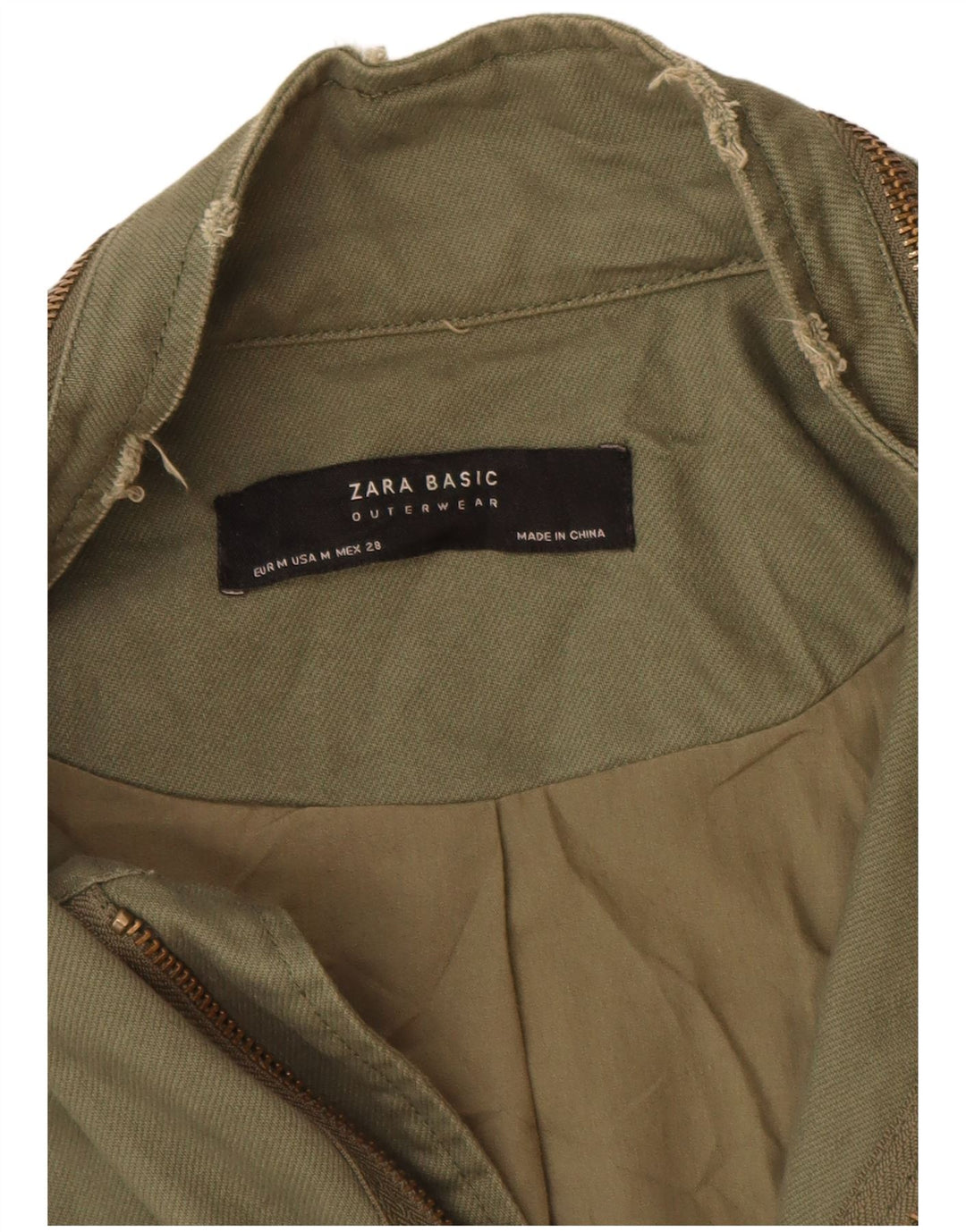 Zara Damen Militär-Utility-Jacke UK 14 Medium Khaki Cotton Army