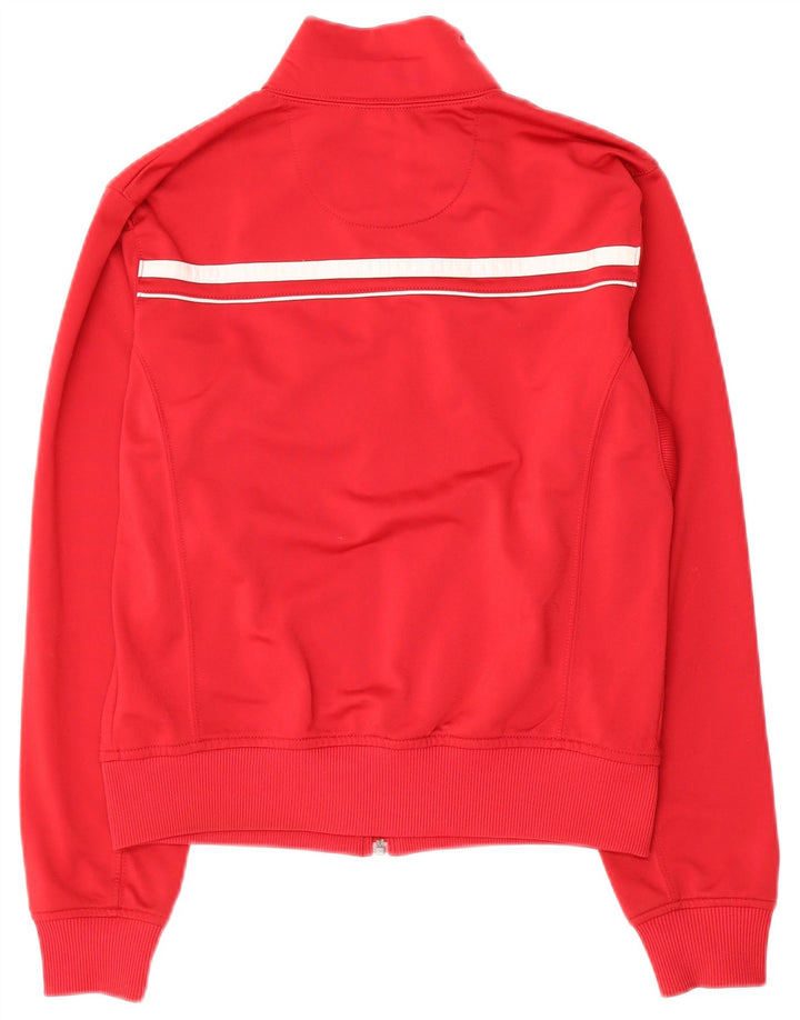 Nike Damen-Trainingsanzug-Top-Jacke UK 10/12 Mittelrotes Polyester