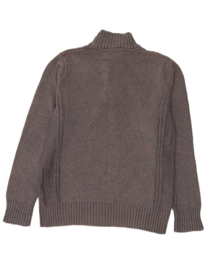 Marks & Spencer Herren Blauer Harbour-Pullover mit Knopfkragen, Größe S, Grau
